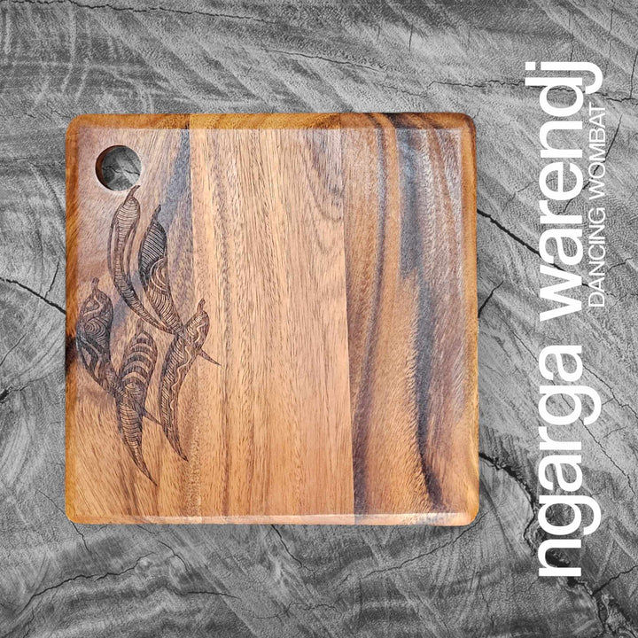 ACACIA WOOD SQUARE BOARD - ASSORTED DESIGNS