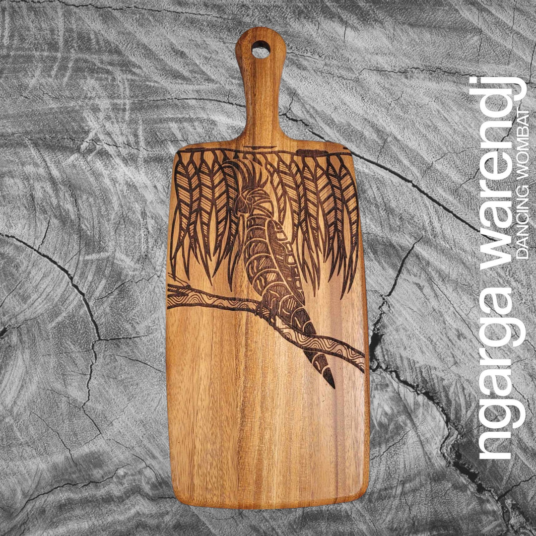 ACACIA WOOD RECTANGLE PADDLE BOARD - ASSORTED DESIGNS