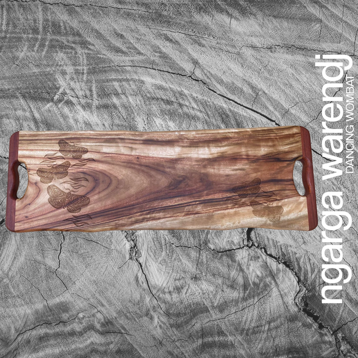 CAMPHOR LAUREL LONG BOARD WITH REDGUM HANDLES - ASSORTED DESIGNS
