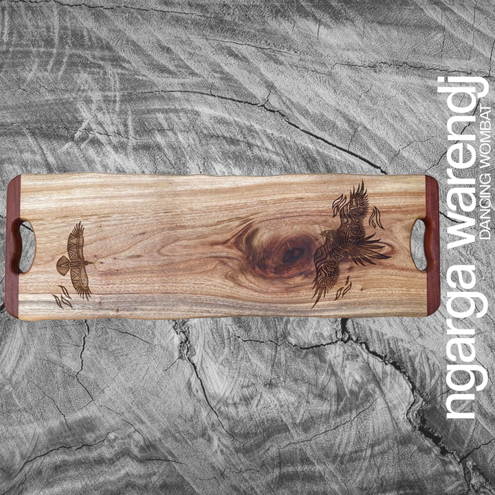 CAMPHOR LAUREL LONG BOARD WITH REDGUM HANDLES - ASSORTED DESIGNS