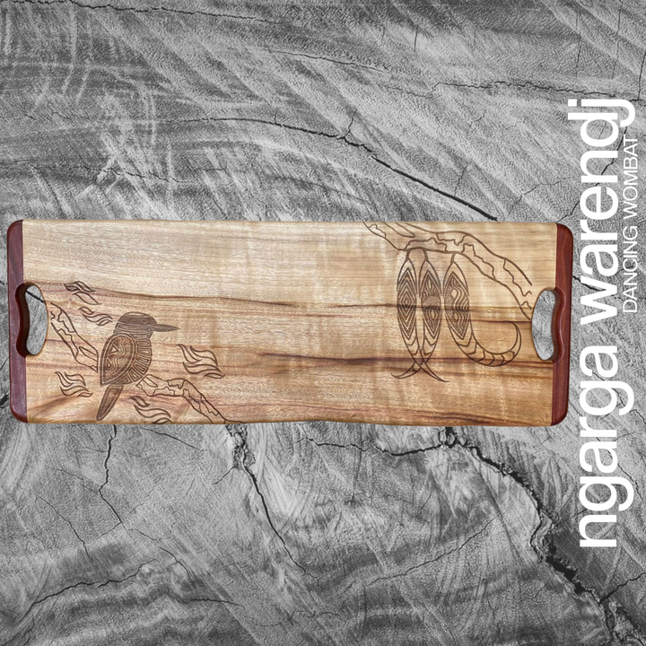 CAMPHOR LAUREL LONG BOARD WITH REDGUM HANDLES - ASSORTED DESIGNS