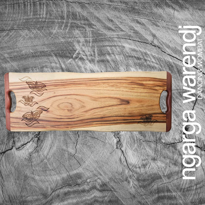 CAMPHOR LAUREL LONG BOARD WITH REDGUM HANDLES - ASSORTED DESIGNS