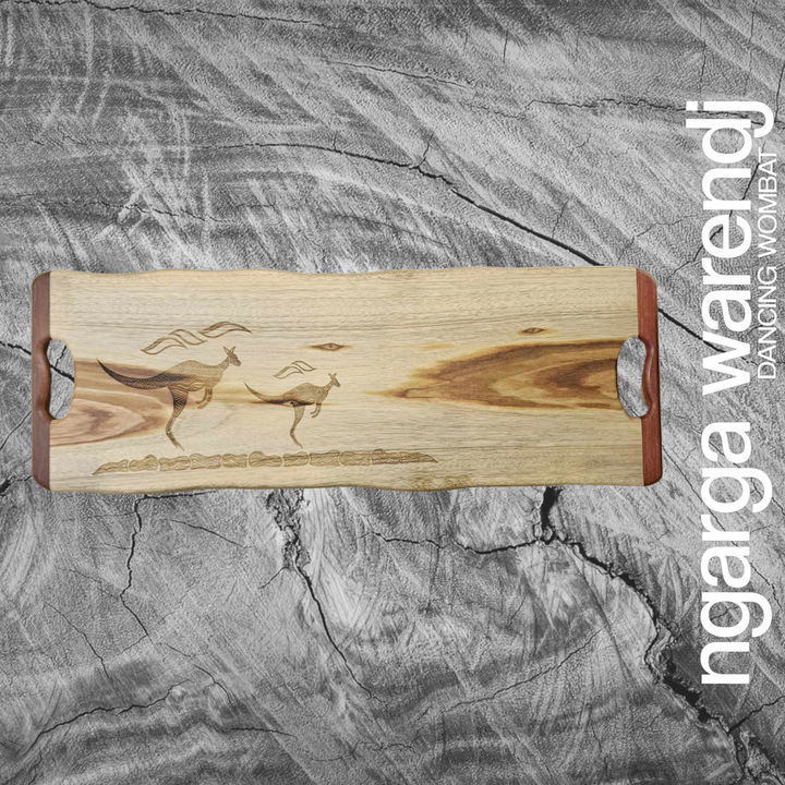 CAMPHOR LAUREL LONG BOARD WITH REDGUM HANDLES - ASSORTED DESIGNS