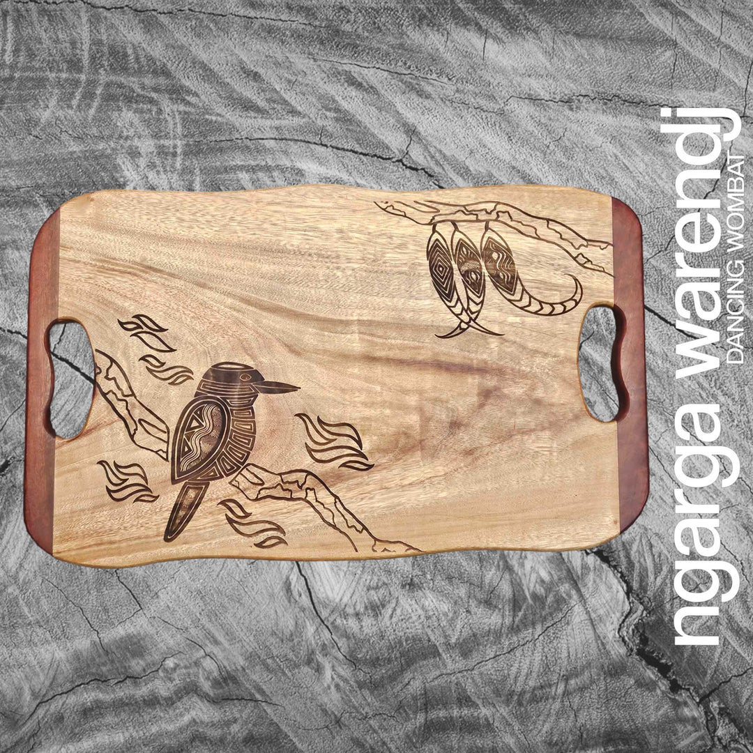 CAMPHOR LAUREL & REDGUM THIN MEDIUM BOARD WITH HANDLES - KOOKABURRA DESIGN