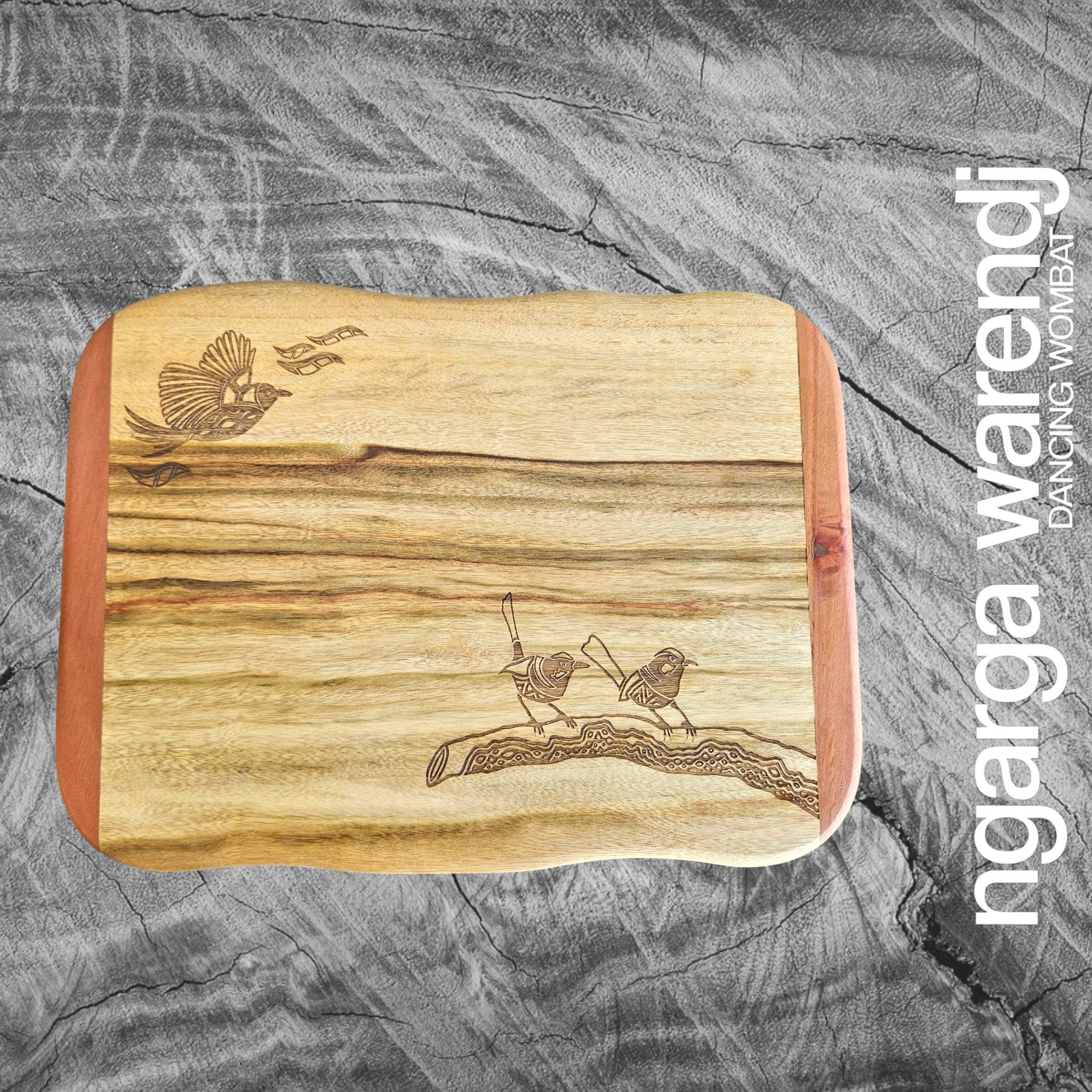 Wooden Board Rectangle Small Kookaburra Camphor Laurel 27cmx18cmx2.8cm - Ngarga Warendj main image 1