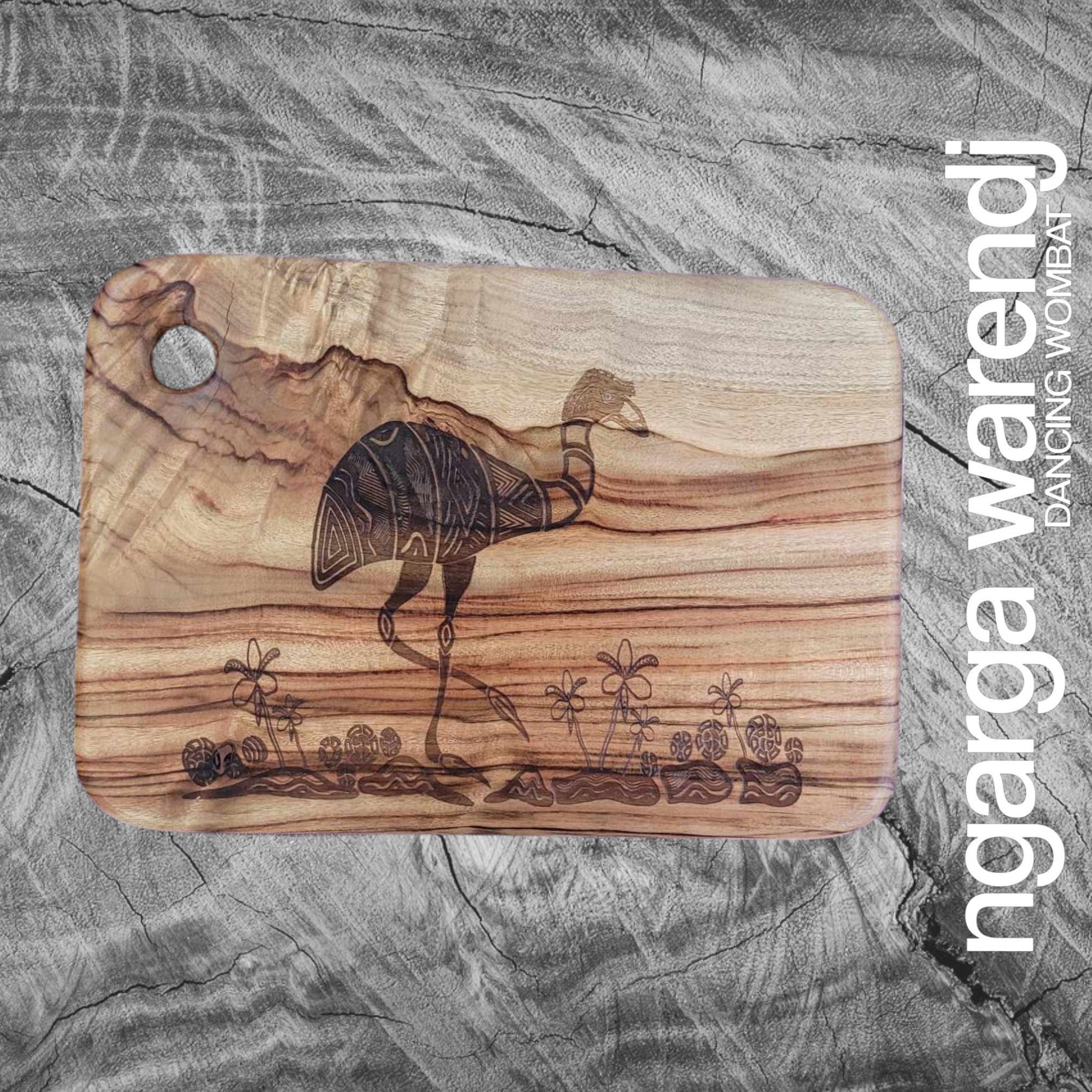 Wooden Board Rectangle Medium White Cockatoo Camphor Laurel 31x20x2.8cm - Ngarga Warendj