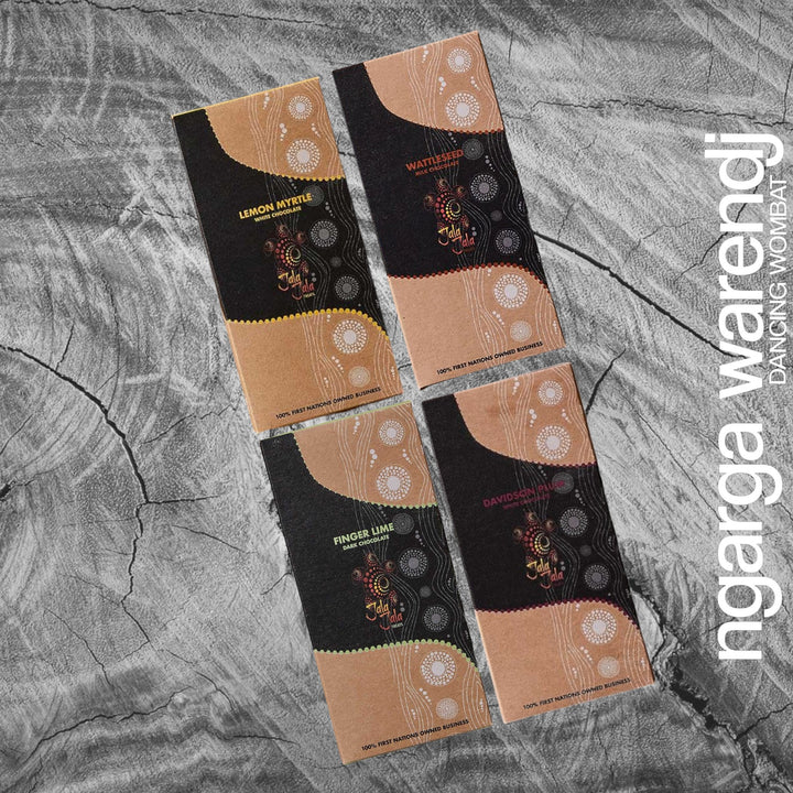 Ngarga Warendj Gift Box Hamper Pack 5 - Rectangle Acacia Board - Journal - Hand Cream - Body Bar - Chocolate - Card