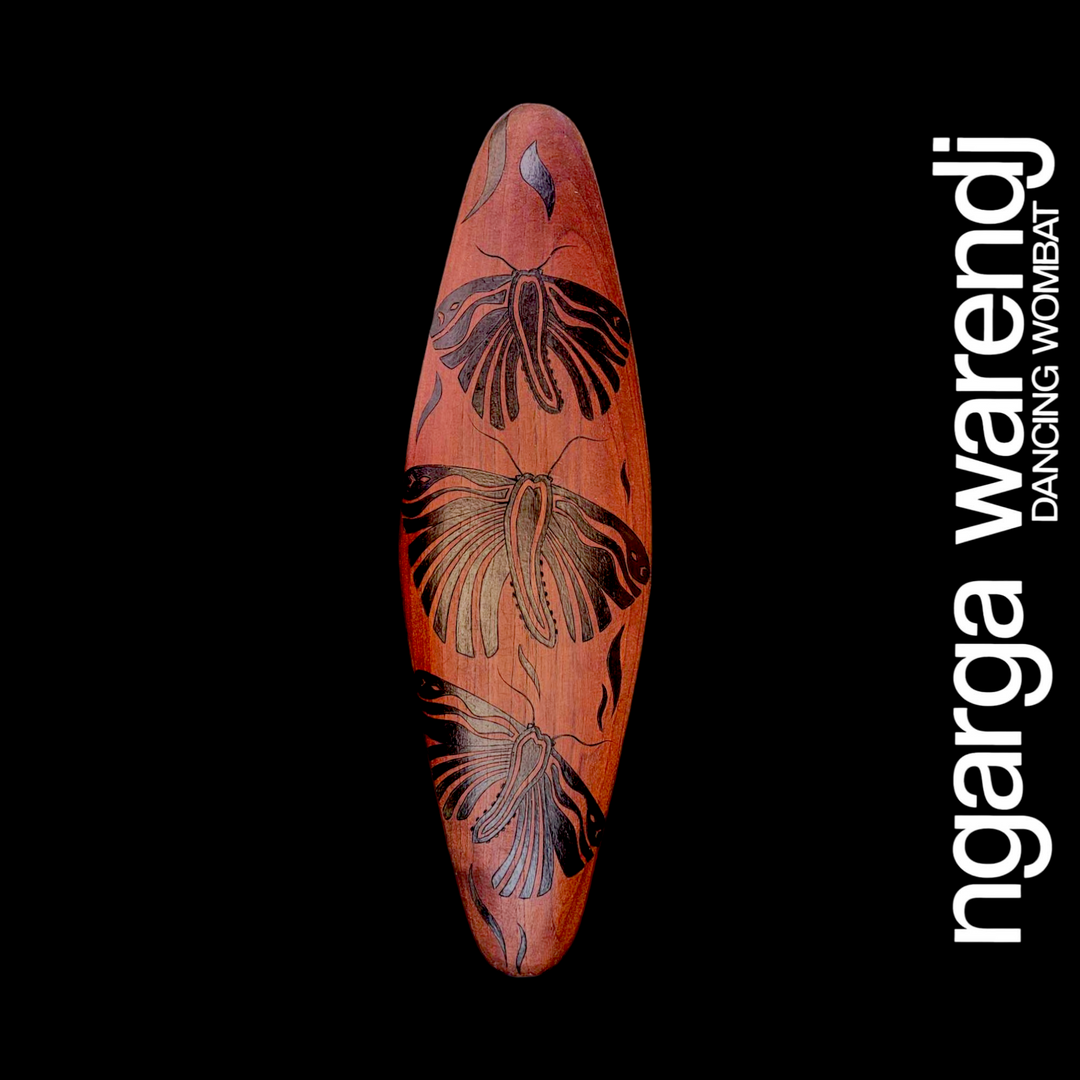 WALL SHIELD SMALL WIDE - GUM LEAVES BOGONG MOTHS DESIGN