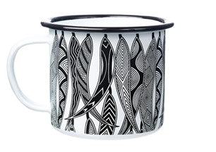 NGARGA WARENDJ DANCING WOMBAT ENAMEL MUG GUM LEAVES