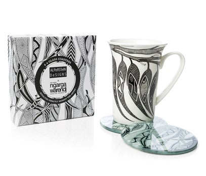 NGARGA WARENDJ DANCING WOMBAT GLASS COASTERS SET of 6