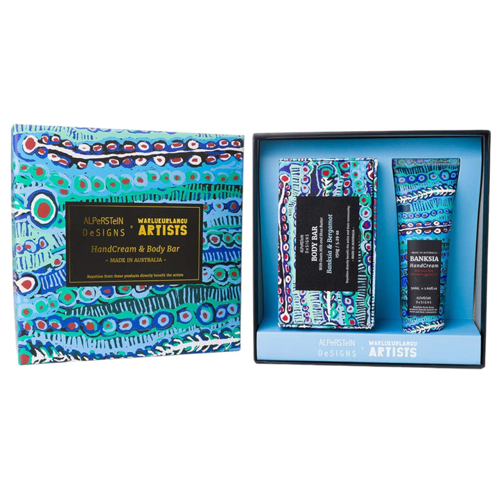 HAND CREAM & BODY BAR GIFT BOX  - ASSORTED ABORIGINAL ART DESIGNS AND FRAGRANCES