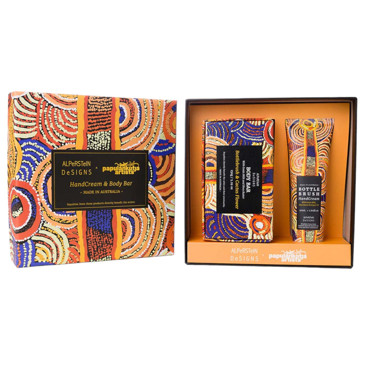 HAND CREAM & BODY BAR GIFT BOX  - ASSORTED ABORIGINAL ART DESIGNS AND FRAGRANCES