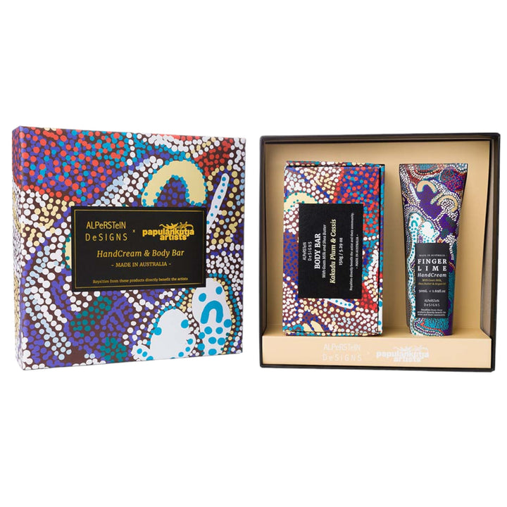 HAND CREAM & BODY BAR GIFT BOX  - ASSORTED ABORIGINAL ART DESIGNS AND FRAGRANCES