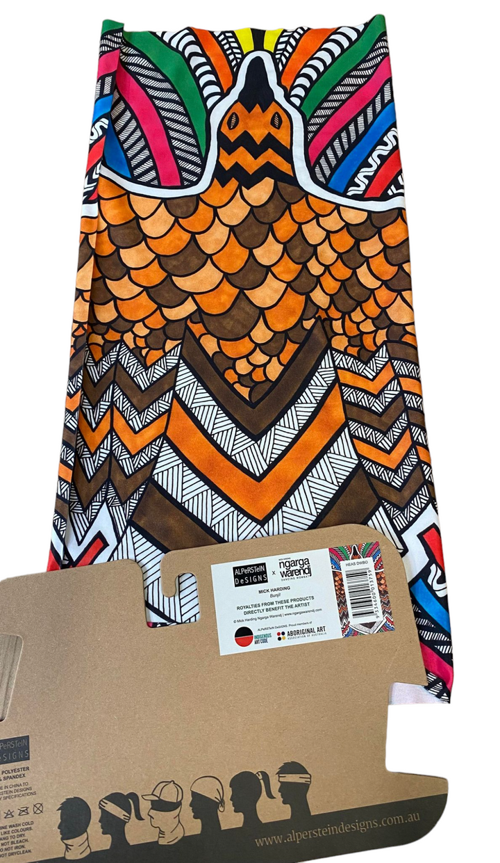 NGARGA WARENDJ DANCING WOMBAT NECK GAITER SHRUG TUBE BUNJIL WEDGE TAILED EAGLE DESIGN