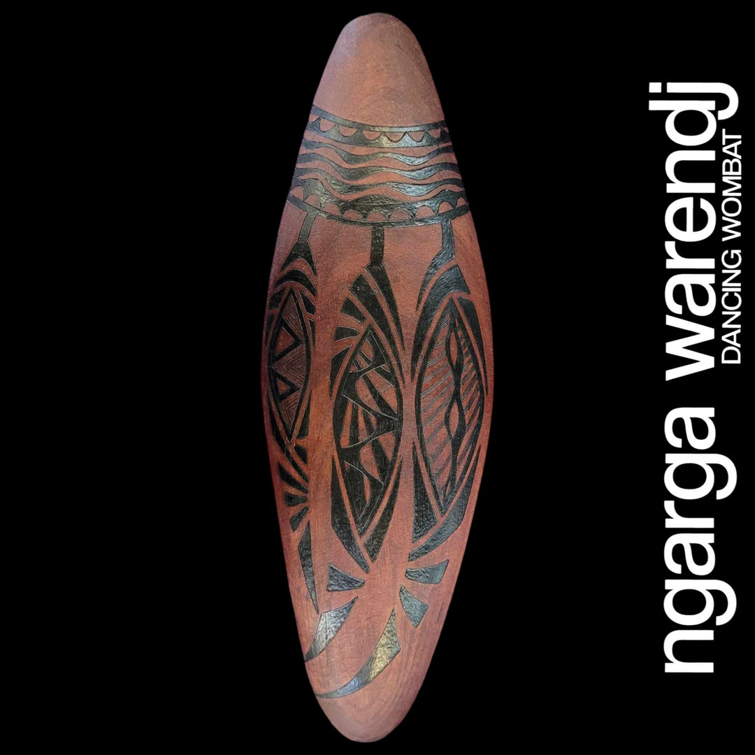 OOAK PARRYING SHIELD - WOMINDJEKA GUM LEAVES DESIGN