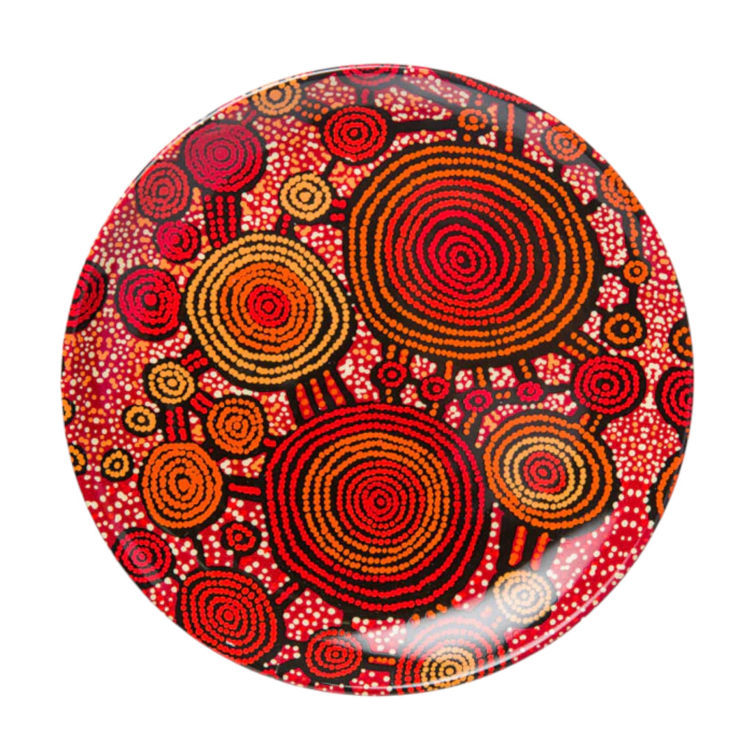 7" BONE CHINA CERAMIC PLATE - ABORIGINAL ART BY TEDDY GIBSON FROM WARLIKURLANGU ARTISTS