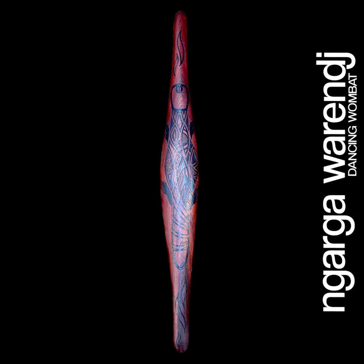AUSTRALIAN RED CEDAR PARRYING SHIELD LARGE - BUDJA PLATYPUS DESIGN