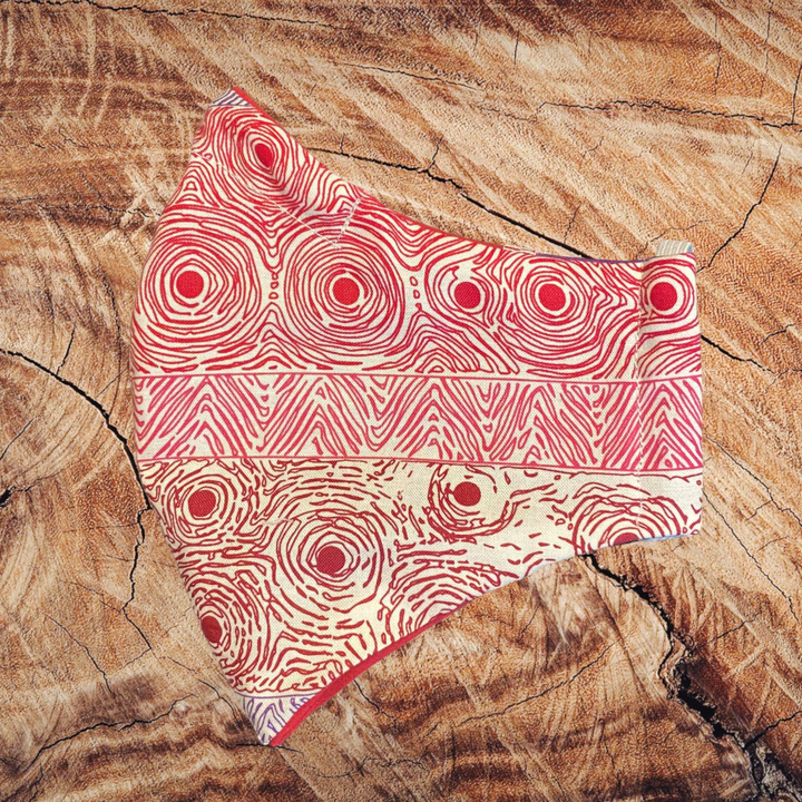 SMALL FACE MASK ABORIGINAL ART DESIGN BULLSEYE FOUR SEASONS BY MARIE ELLIS
