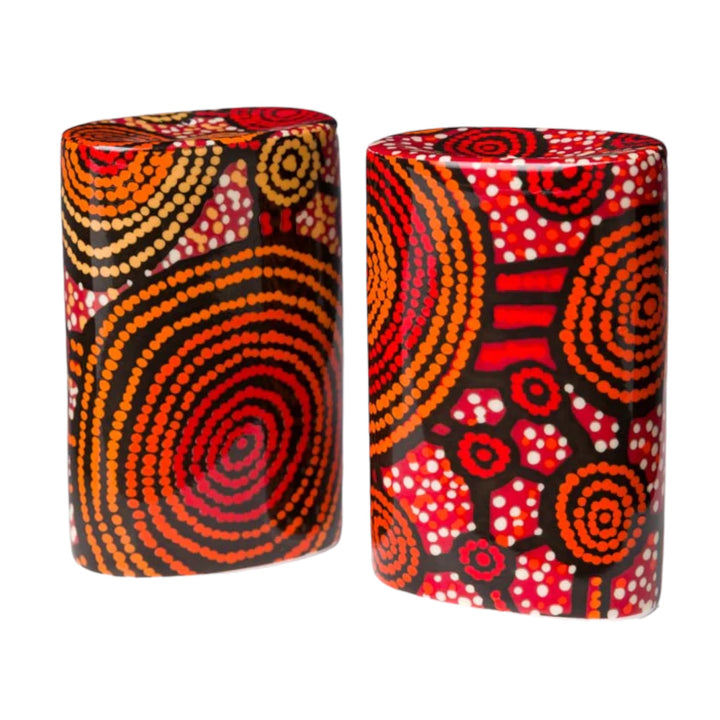 SALT & PEPPER SHAKERS ABORIGINAL ART BY WARLUKURLANGU ARTISTS