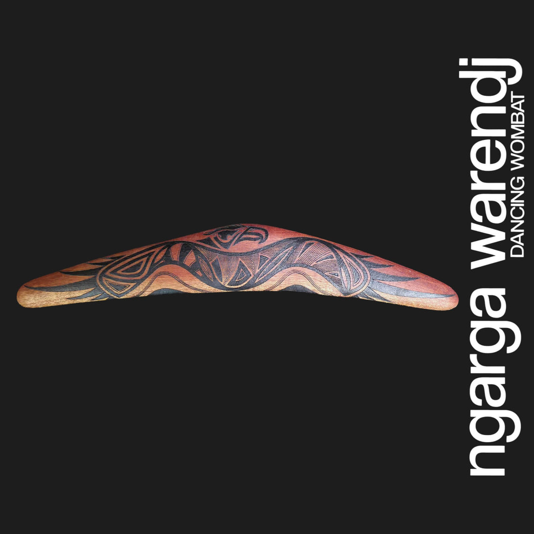 BOOMERANG WANGIM RED CEDAR LARGE BUNJIL THE WEDGE TAILED EAGLE DESIGN