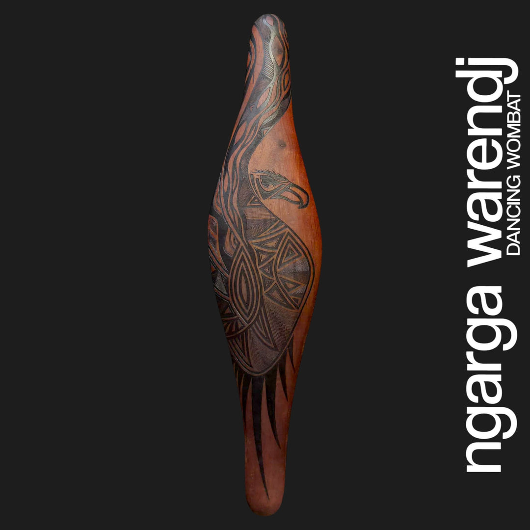 PARRYING SHIELD MEDIUM WIDE AUSTRALIAN RED CEDAR - BUNJIL THE WEDGE TAILED EAGLE
