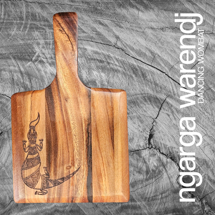 ACACIA WOOD SMALL SQUARE PADDLE - ASSORTED DESIGNS