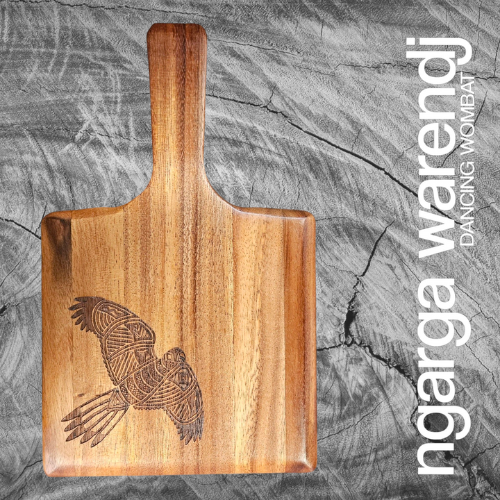 ACACIA WOOD SMALL SQUARE PADDLE - ASSORTED DESIGNS