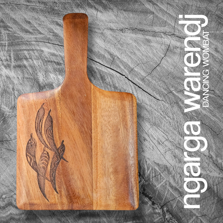 ACACIA WOOD SMALL SQUARE PADDLE - ASSORTED DESIGNS