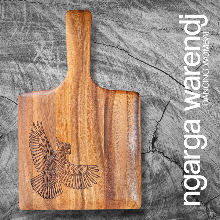 ACACIA WOOD SMALL SQUARE PADDLE - ASSORTED DESIGNS