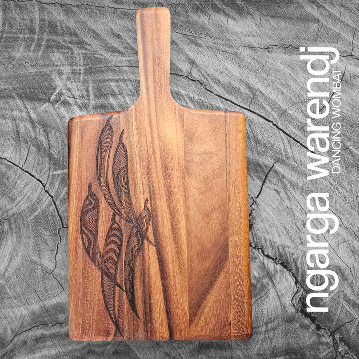ACACIA WOOD SMALL RECTANGLE PADDLE BOARD - ASSORTED DESIGNS