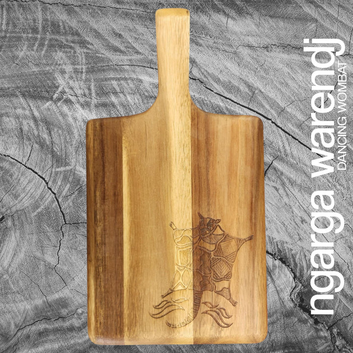ACACIA WOOD SMALL RECTANGLE PADDLE BOARD - ASSORTED DESIGNS