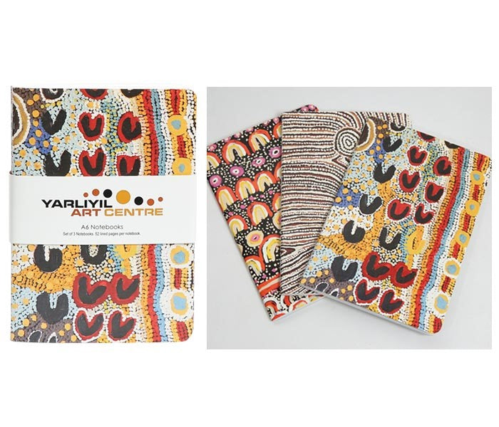 A6 NOTEBOOKS SET OF 3 - ABORIGINAL ART BY YARLIYIL ARTIST CENTRE ARTISTS