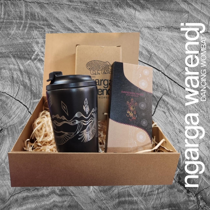Ngarga Warendj Gift Box Bunjil and Waa Stainless Steel Keep Cup and Chocolate Hamper