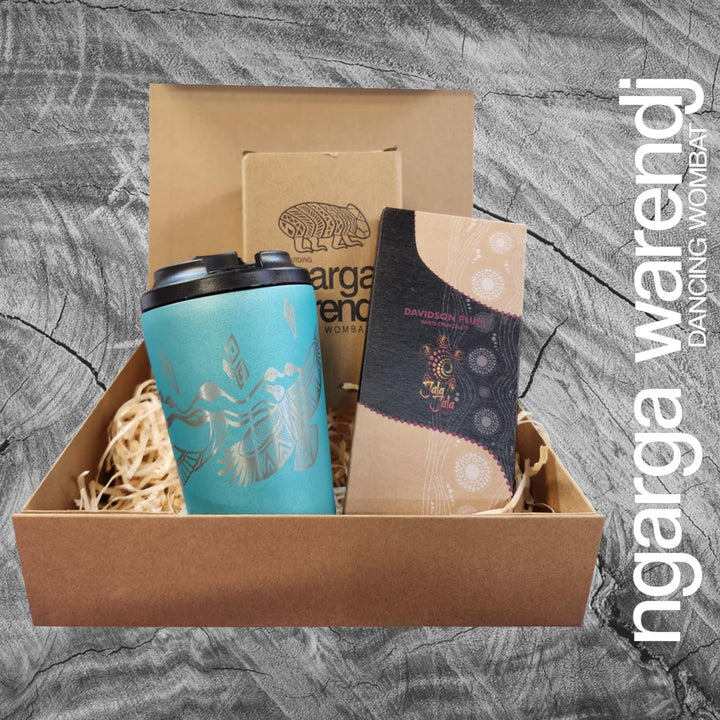 Ngarga Warendj Gift Box Bunjil and Waa Stainless Steel Keep Cup and Chocolate Hamper