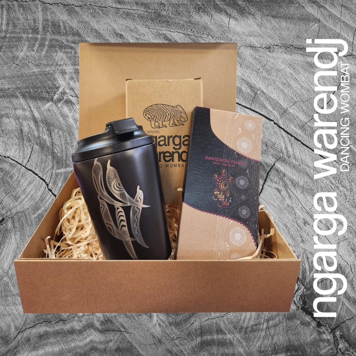 Ngarga Warendj Gift Box Gum Leaves Stainless Steel Keep Cup & Chocolate Hamper Pack