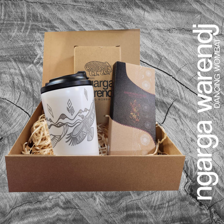 Ngarga Warendj Gift Box Bunjil and Waa Stainless Steel Keep Cup and Chocolate Hamper
