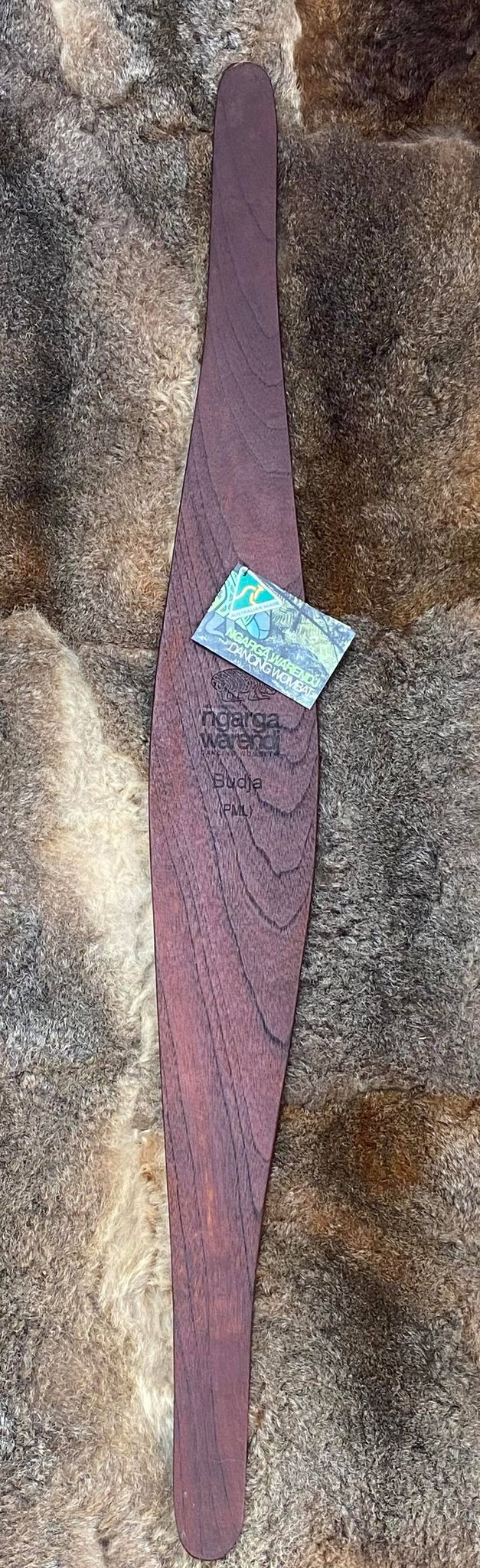AUSTRALIAN RED CEDAR PARRYING SHIELD LARGE - BUDJA PLATYPUS DESIGN