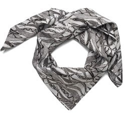 NGARGA WARENDJ DANCING WOMBAT LINEN SCARF ALL OVER GUM LEAVES