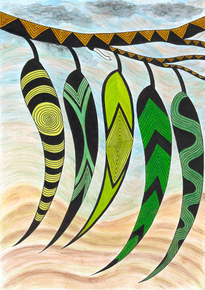 ART CARD GUM LEAVES 002-Ngarga Warendj