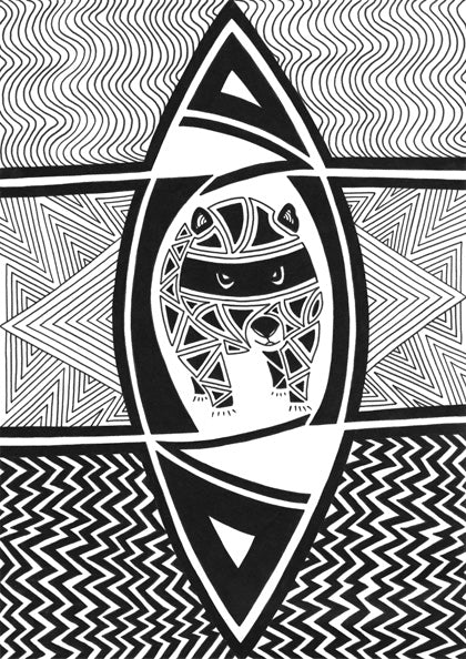 ART CARD WOMBAT WITH SHIELD 070-Ngarga Warendj