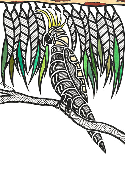 ART CARD COCKATOO ON BRANCH 264