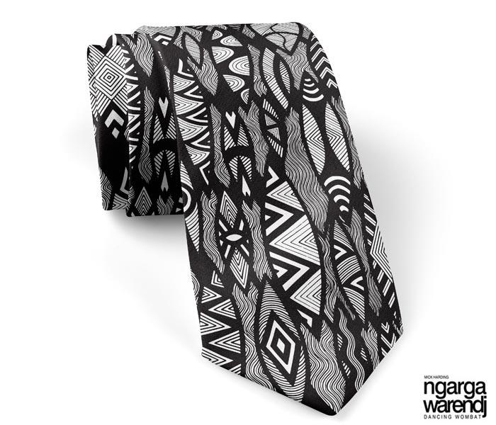 NGARGA WARENDJ DANCING WOMBAT 100% SILK TIE with SHIELD DESIGN-Ngarga Warendj