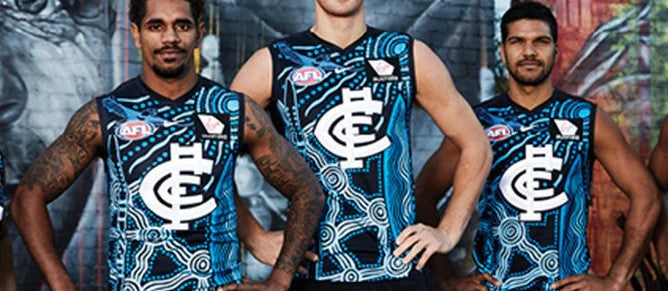 Collaboration with Shelley Ware on 2019 Carlton Football Club Sir Douglas Nicholls Indigenous Round Guernsey