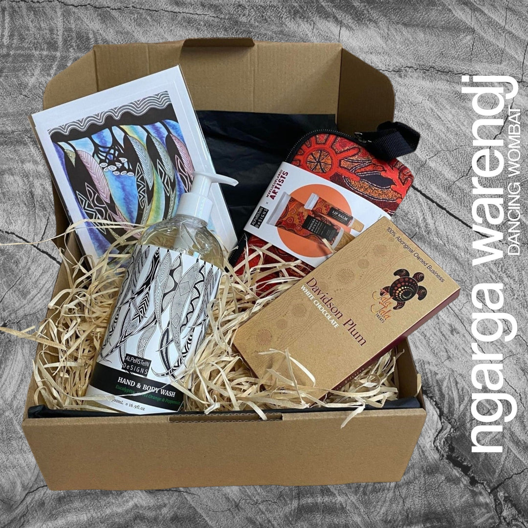 Ngarga Warendj Mini Pamper Gift Box Hamper - Hand Wash, Chocolate, Hand Cream and Lip Balm Gift Pack & Art Card