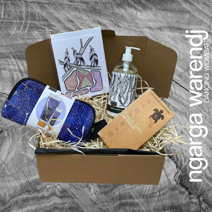 Ngarga Warendj Mini Pamper Gift Box Hamper - Hand Wash, Chocolate, Hand Cream and Lip Balm Gift Pack & Art Card