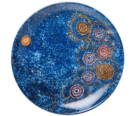 7" BONE CHINA CERAMIC PLATE - ABORIGINAL ART BY TEDDY GIBSON FROM WARLIKURLANGU ARTISTS