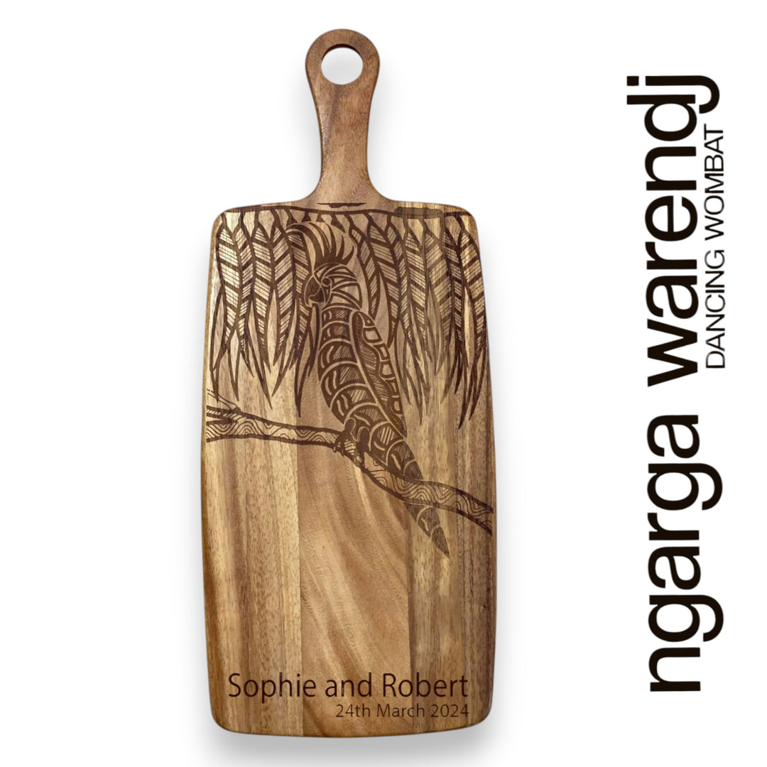 ACACIA WOOD RECTANGLE PADDLE BOARD - ASSORTED DESIGNS