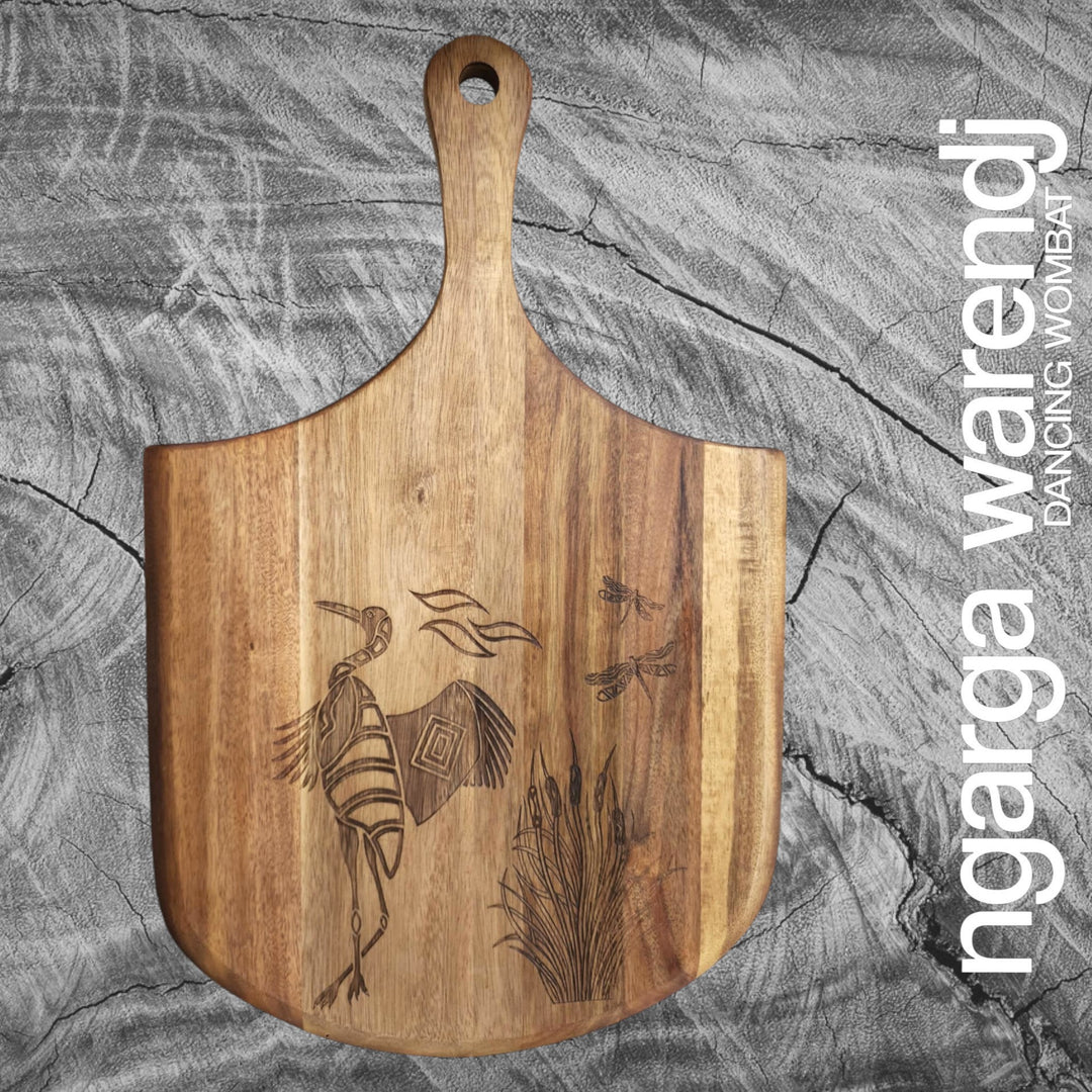 ACACIA WOOD PIZZA PADDLE BOARD - ASSORTED DESIGNS