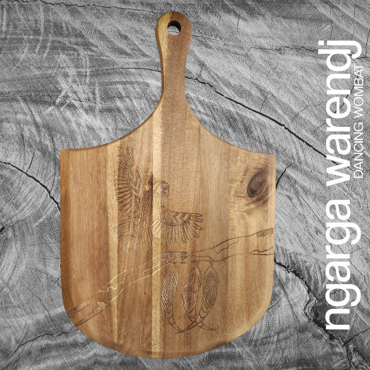 ACACIA WOOD PIZZA PADDLE BOARD - ASSORTED DESIGNS