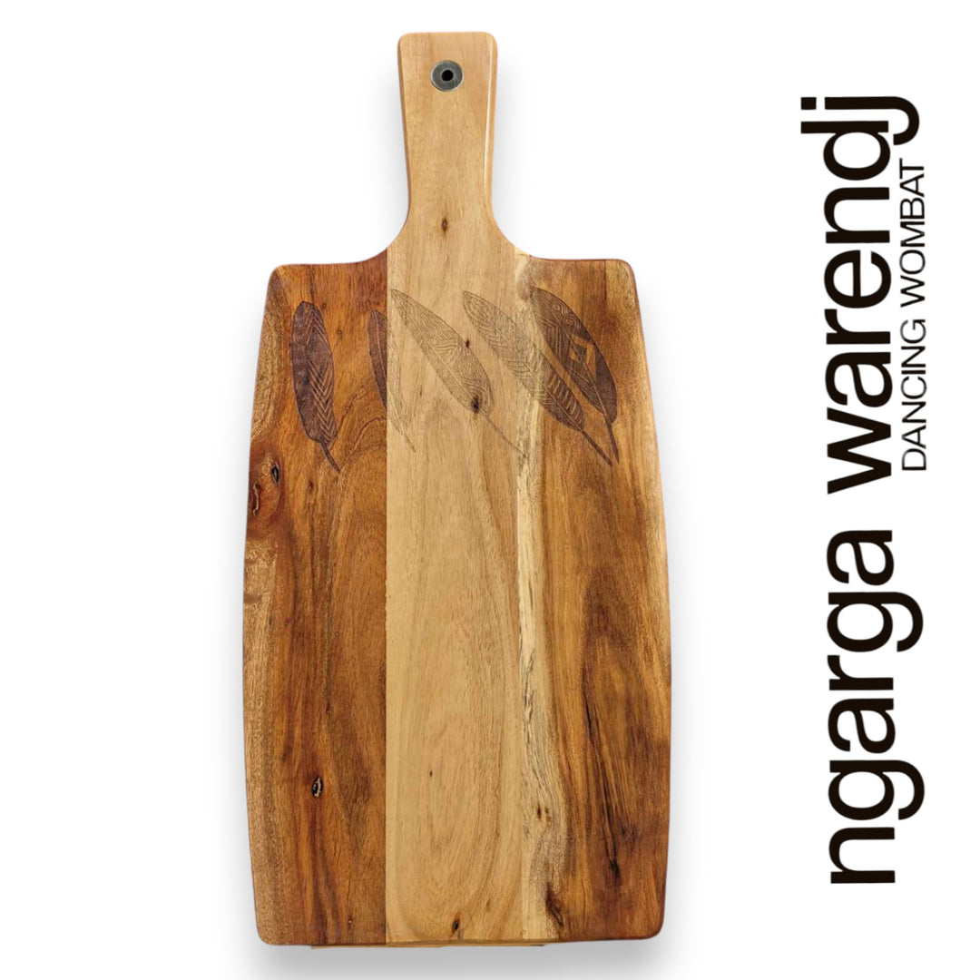 ACACIA WOOD RECTANGLE PADDLE BOARD - FIVE FEATHERS